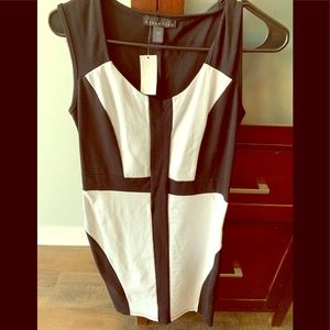 Attention black and white dress